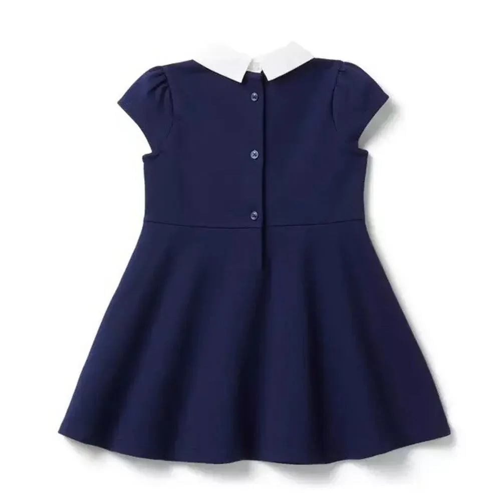 Janie And Jack Girls Button Collared Pointe Dress Merchant Marine Size 6